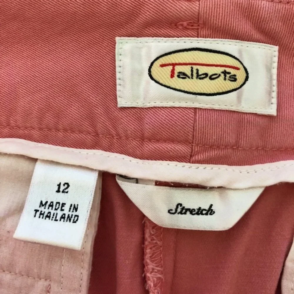 TALBOTS Stretch Pink Cotton Chino Ankle Pants 12 - Picture 12 of 16